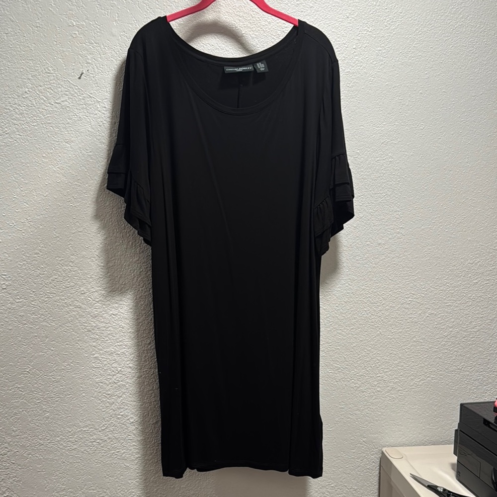 Cynthia Rowley Black Flutter Sleeve Tunic Dress